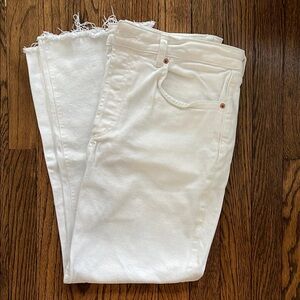 White Frayed Hem Jeans